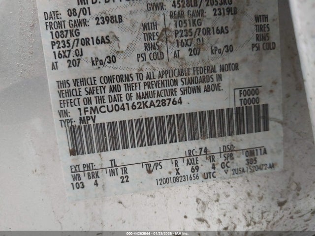 2002 FORD ESCAPE 1FMCU04162KA28764 Photo 8