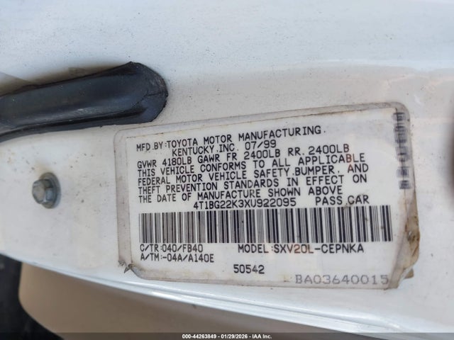 1999 TOYOTA CAMRY 4T1BG22K3XU922095 Photo 8