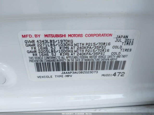 2011 MITSUBISHI OUTLANDER SPORT JA4AP3AU3BZ023073 Photo 8