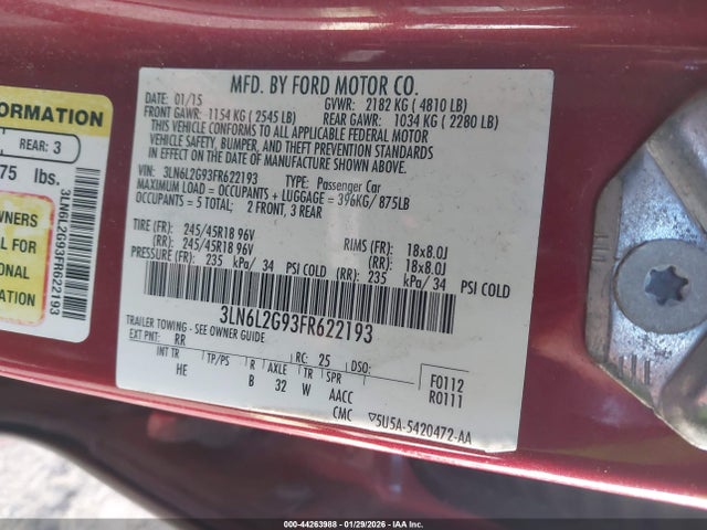 3LN6L2G93FR622193 Lincoln MKZ