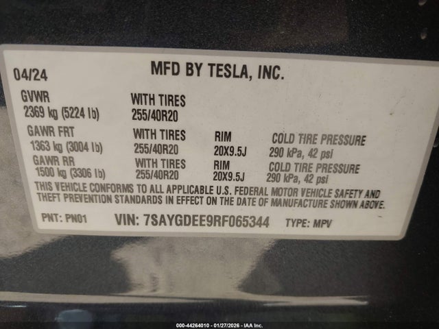 2024 TESLA MODEL Y 7SAYGDEE9RF065344 Photo 8