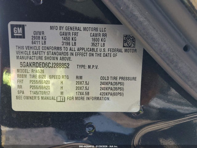 Aukcja sprzedaży 2012 Buick Enclave Premium, vin: 5GAKRDED6CJ288852, numer aukcji: 44264016