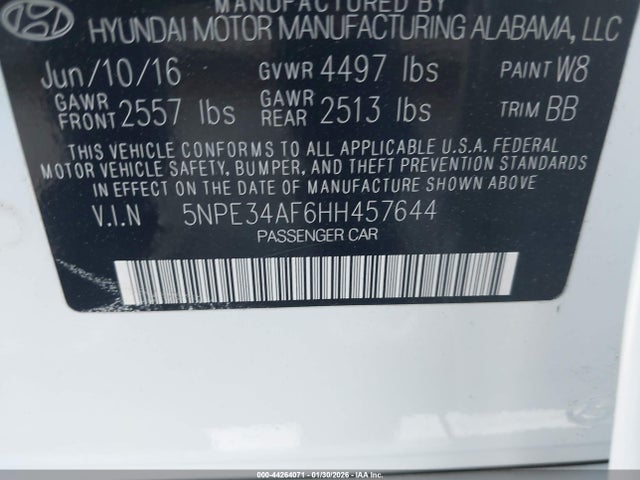 Hyundai Sonata Sport 2017 5NPE34AF6HH457644 Image 9