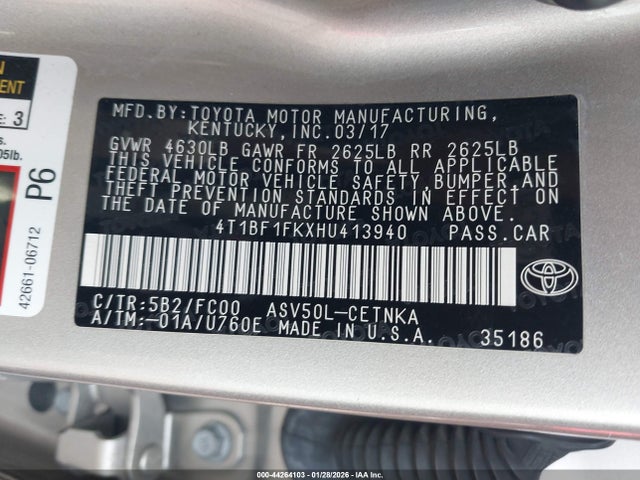 4T1BF1FKXHU413940 Toyota CAMRY LE