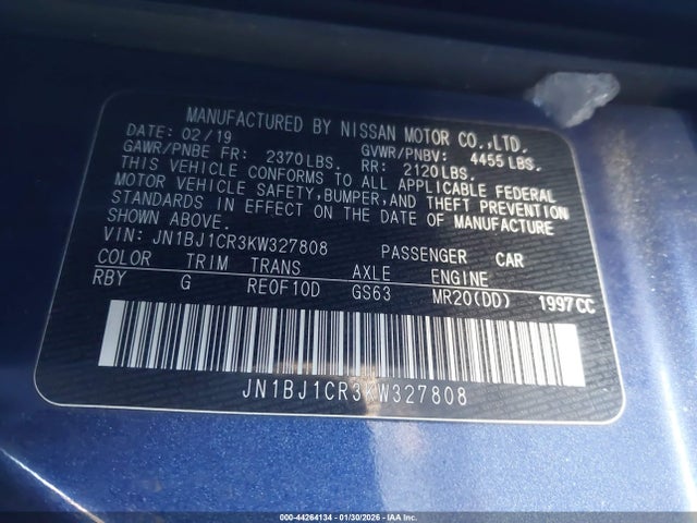 JN1BJ1CR3KW327808 Nissan Rogue Sport S
