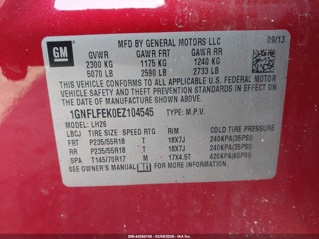 Chevrolet EQUINOX 1LT 2014 1GNFLFEK0EZ104545 Image 9