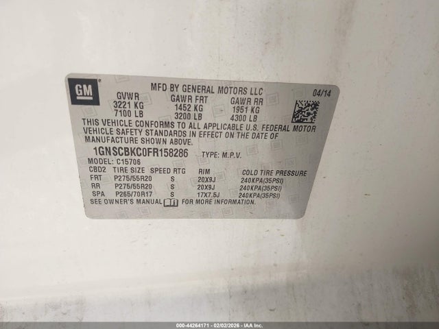 2015 CHEVROLET TAHOE 1GNSCBKC0FR158286 Photo 8