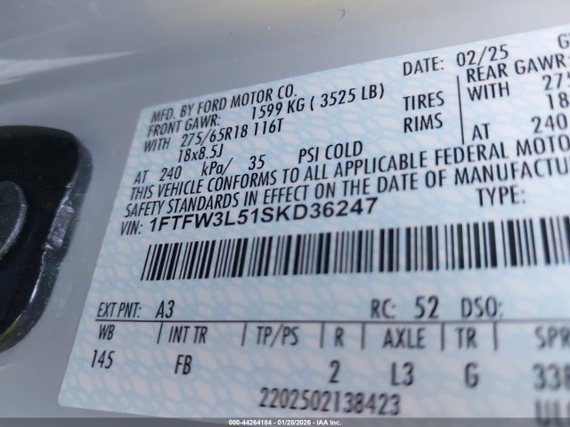 1FTFW3L51SKD36247 Ford F-150 Xlt