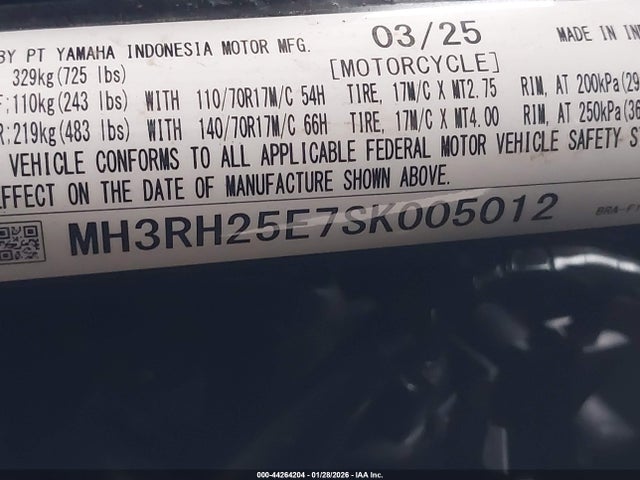 MH3RH25E7SK005012 Yamaha Yfz320 A