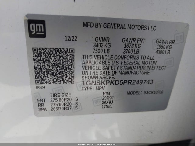 1GNSKPKD5PR249743 Chevrolet Tahoe 4wd Z71