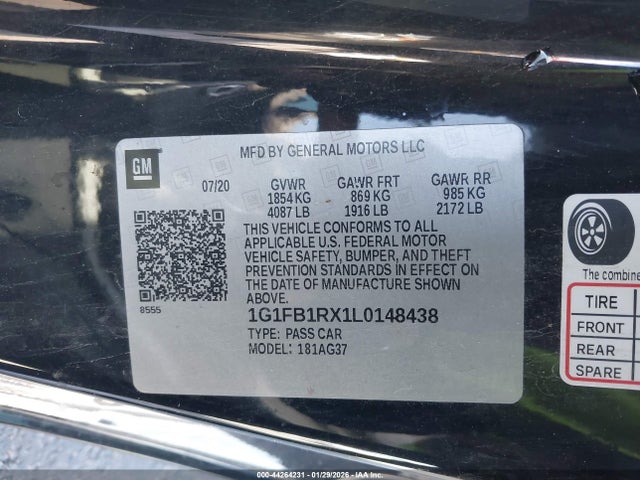 1G1FB1RX1L0148438 Chevrolet Camaro Rwd 1ls