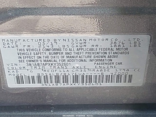 Nissan SENTRA S 2019 3N1AB7APXKY352601 Image 9
