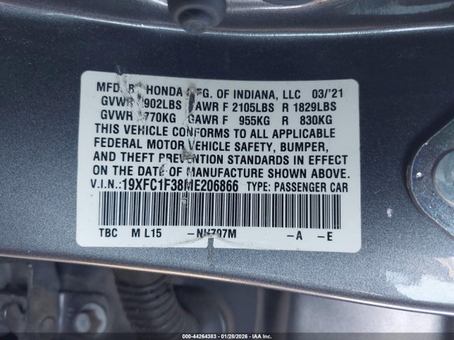19XFC1F38ME206866 Honda CIVIC EX