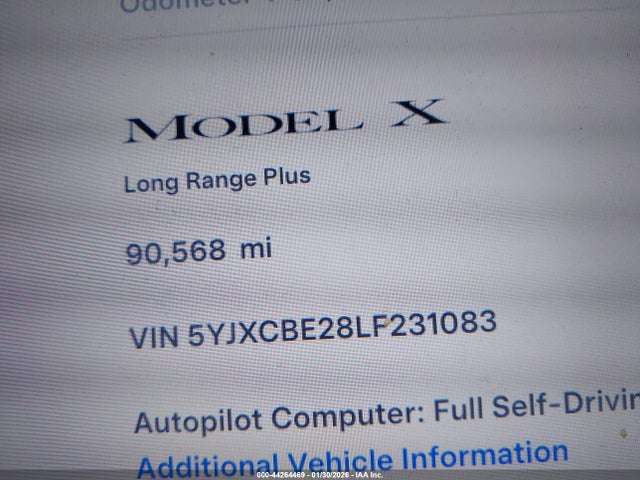 Продаж на аукціоні авто 2020 Tesla Model X Long Range Dual Motor All-wheel Drive/long Range Plus Dual Motor All-wheel Drive, vin: 5YJXCBE28LF231083, номер лоту: 44264469