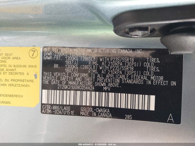 2008 Lexus Rx 350 მანქანა იყიდება აუქციონზე, vin: 2T2GK31U08C054424, აუქციონის ნომერი: 44264512