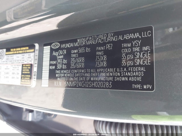 5NMP24G12SH020283 Hyundai Santa Fe Hybrid Sel