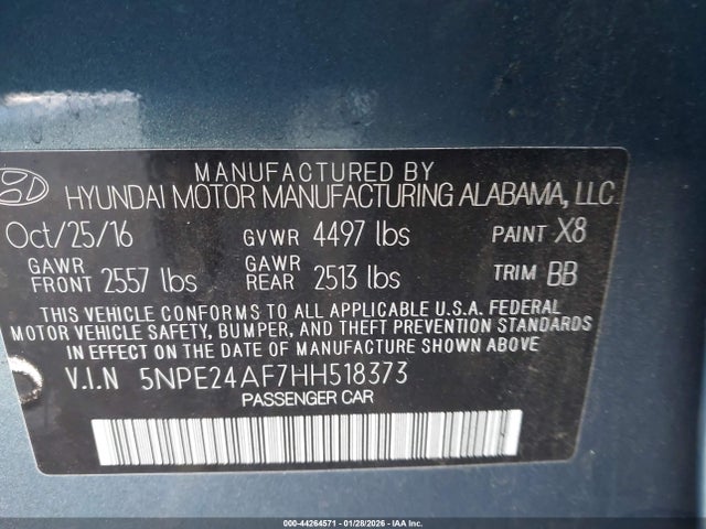 5NPE24AF7HH518373 Hyundai Sonata