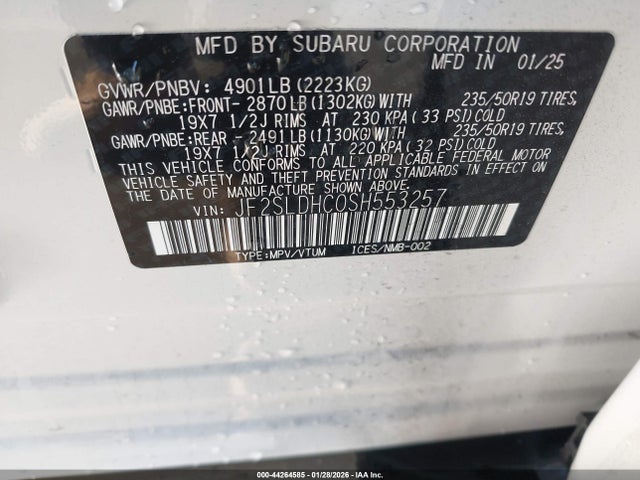 Subaru Forester Sport 2025 JF2SLDHC0SH553257 Image 9
