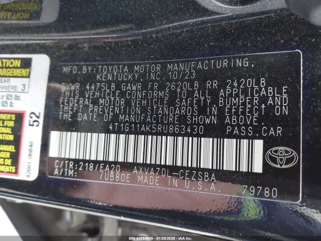 4T1G11AK5RU863430 Toyota CAMRY SE