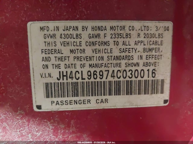 2004 ACURA TSX JH4CL96974C030016 Photo 8