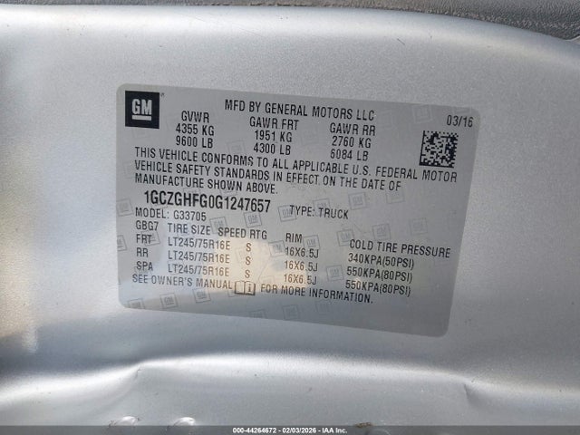 1GCZGHFG0G1247657 Chevrolet Express 3500 Work Van