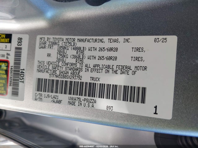 5TFNA5DB0SX293792 Toyota Tundra Platinum