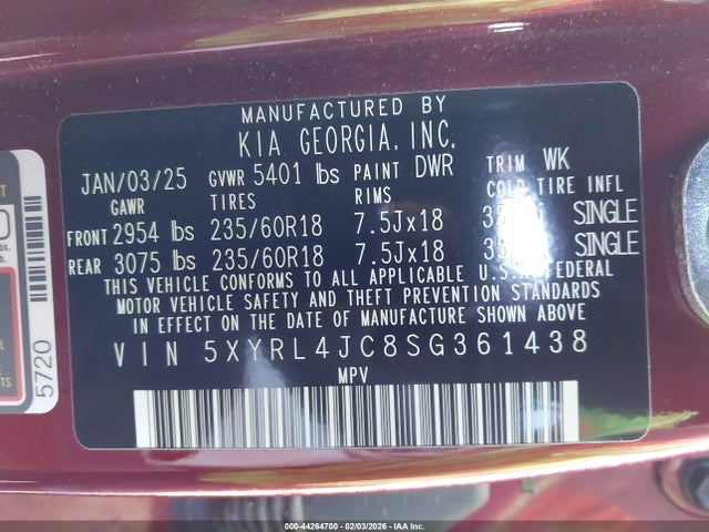 2025 KIA SORENTO 5XYRL4JC8SG361438 Photo 8