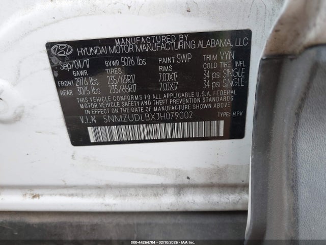 2018 Hyundai Santa Fe Sport 2.4l მანქანა იყიდება აუქციონზე, vin: 5NMZUDLBXJH079002, აუქციონის ნომერი: 44264704