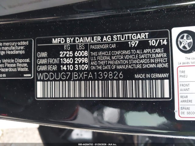 WDDUG7JBXFA139826 Mercedes-Benz S 63 AMG