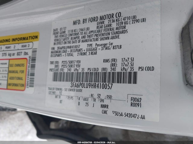 Ford Fusion Hybrid Se 2017 3FA6P0LU9HR410057 Image 9