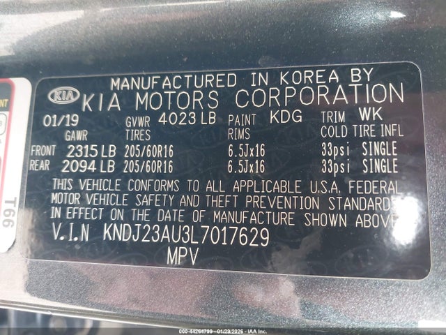 2020 Kia Soul S მანქანა იყიდება აუქციონზე, vin: KNDJ23AU3L7017629, აუქციონის ნომერი: 44264799