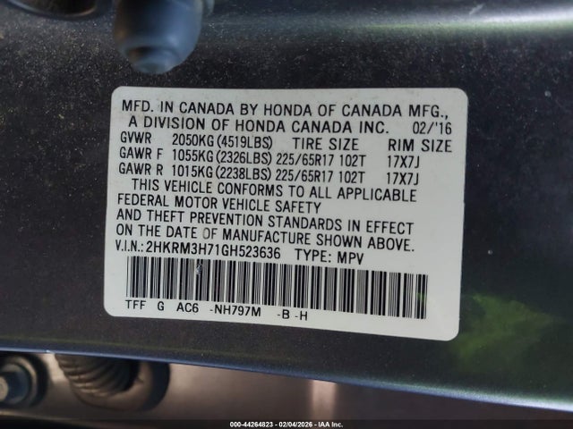 Honda Cr-v Ex-l 2016 2HKRM3H71GH523636 Image 9