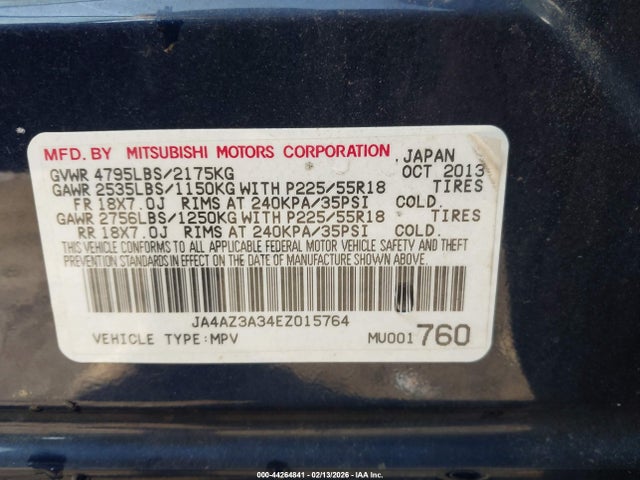 2014 MITSUBISHI OUTLANDER JA4AZ3A34EZ015764 Photo 8