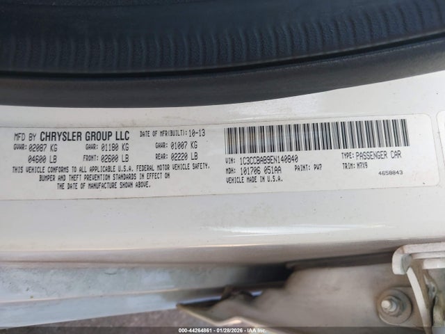 Продаж на аукціоні авто 2014 Chrysler 200 Lx, vin: 1C3CCBAB9EN140840, номер лоту: 44264861