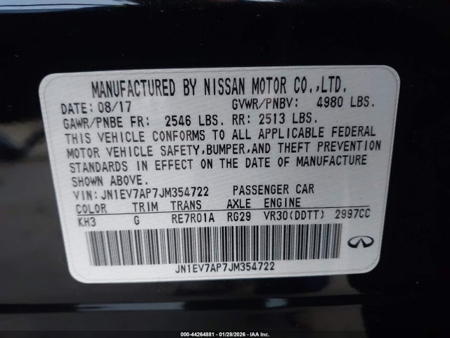 JN1EV7AP7JM354722 Infiniti Q50 3.0t Luxe