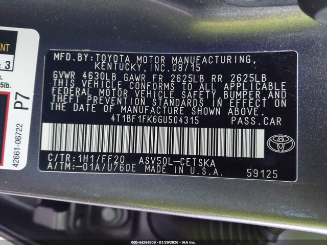 4T1BF1FK6GU504315 Toyota CAMRY SE