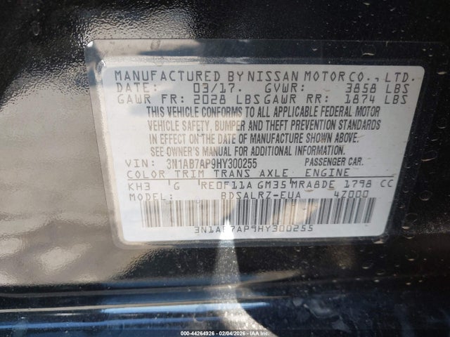 3N1AB7AP9HY300255 Nissan SENTRA SR
