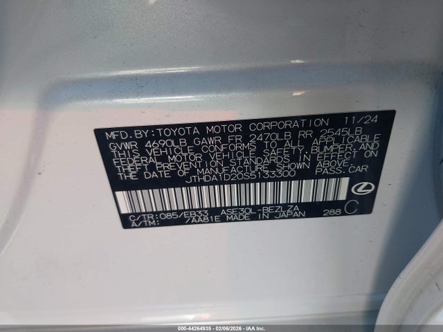 Продажа на аукционе авто 2025 Lexus Is 300, vin: JTHDA1D20S5133300, номер лота: 44264935