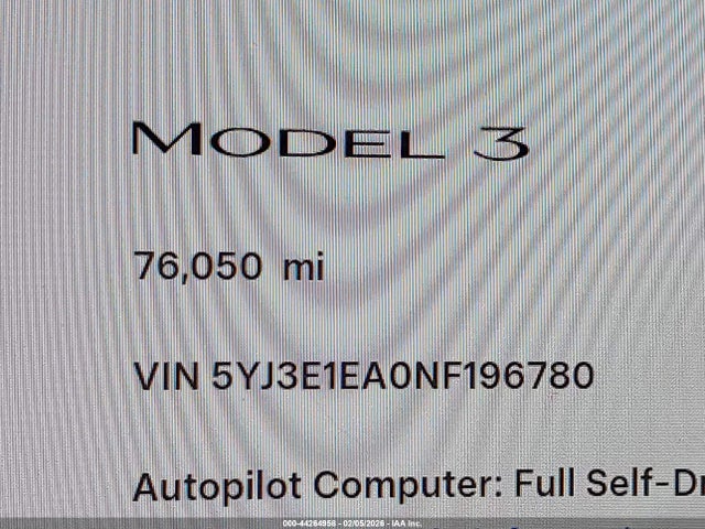 2022 Tesla Model 3 Rear-wheel Drive მანქანა იყიდება აუქციონზე, vin: 5YJ3E1EA0NF196780, აუქციონის ნომერი: 44264958