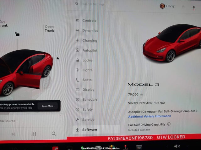 2022 Tesla Model 3 Rear-wheel Drive მანქანა იყიდება აუქციონზე, vin: 5YJ3E1EA0NF196780, აუქციონის ნომერი: 44264958
