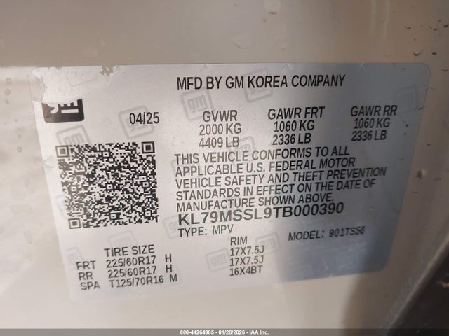 KL79MSSL9TB000390 Chevrolet Trailblazer Awd Activ