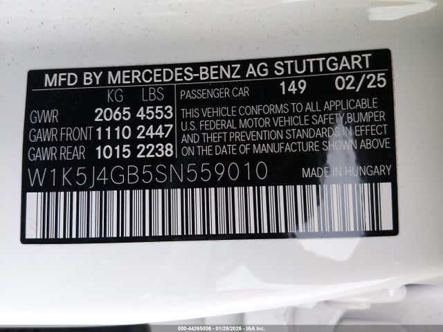 W1K5J4GB5SN559010 Mercedes-Benz Cla 250 Coupe