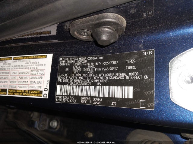 JTEBU5JR7K5670279 Toyota 4runner Sr5 Premium