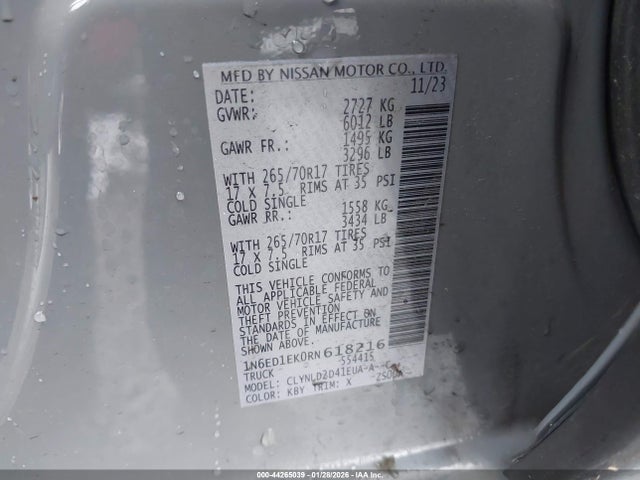 1N6ED1EK0RN618216 Nissan Frontier Pro-4x 4x4
