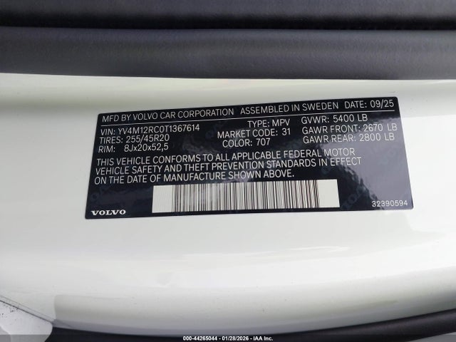 YV4M12RC0T1367614 Volvo Xc60 B5 Plus