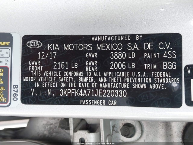 3KPFK4A71JE220330 KIA FORTE LX