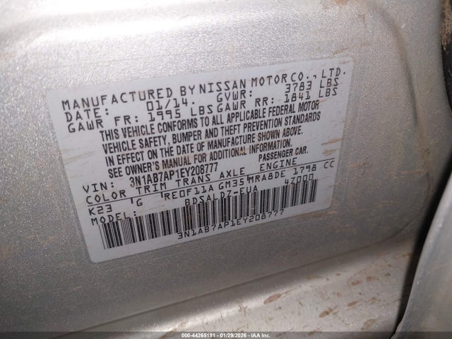 Nissan SENTRA SV 2014 3N1AB7AP1EY208777 Image 9