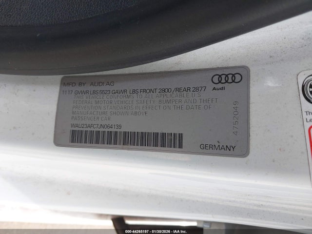 44265197 :رقم المزاد ، WAU23AFC7JN064139 vin ، 2018 Audi A7 3.0t Premium Plus مزاد بيع