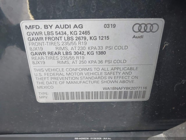 2019 AUDI Q5 WA1BNAFY8K2077116 Photo 8