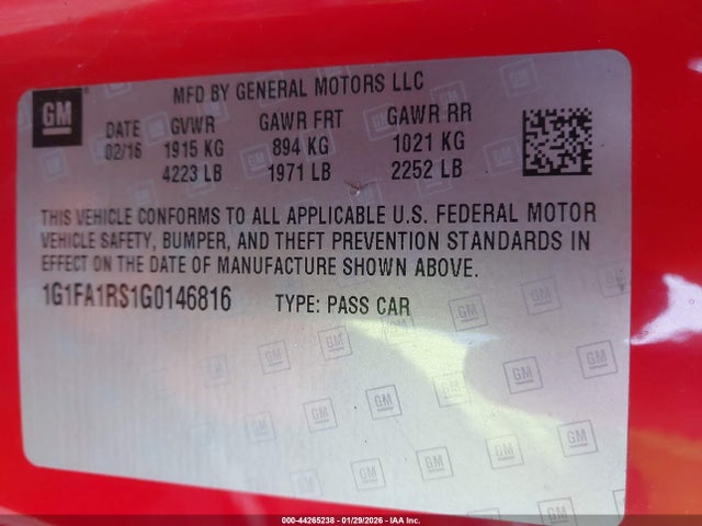 2016 CHEVROLET CAMARO 1G1FA1RS1G0146816 Photo 8